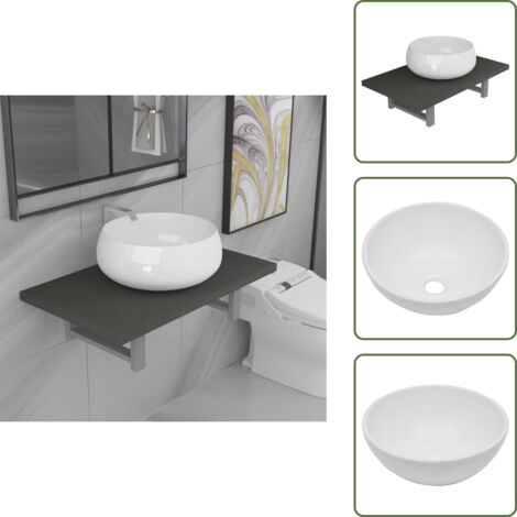 Muebles de baño cerámica - vidaXL Conjunto de muebles de baño 2 piezas cerámica gris - Baño moderno