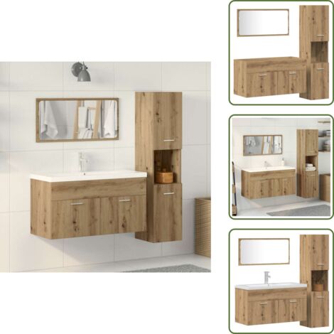 Muebles de baño de ingeniería - vidaXL Juego de muebles baño 3 piezas madera ingeniería roble artisan - Muebles de baño para baño