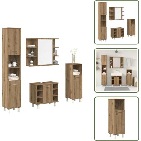 Muebles de baño de ingeniería - vidaXL Juego de muebles baño 4 piezas madera ingeniería roble artisan - Muebles de baño para baño