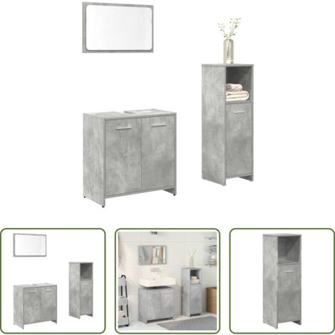 Muebles de baño gris hormigón -  Set muebles de baño 2 piezas madera contrachapada gris hormigón