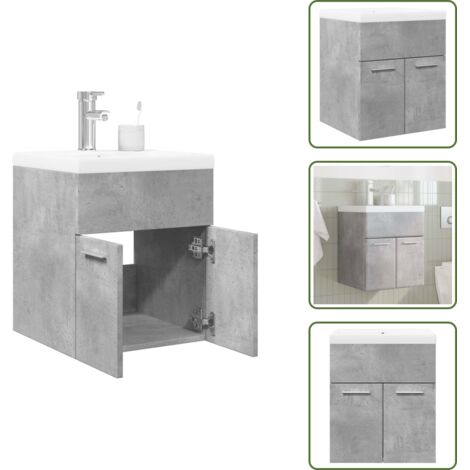 Muebles de baño gris hormigón - vidaXL Set muebles de baño 2 piezas madera contrachapada gris hormigón - Almacenamiento de baño