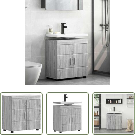 Muebles de baño -  Juego de Muebles de Baño TULUM Gris Sonoma 60 x 34 x 63 cm