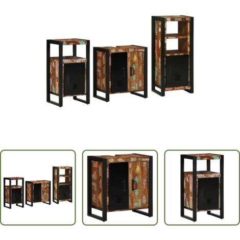 Muebles de baño modernos -  Juego de muebles de baño 3 pcs Madera sólida recuperada