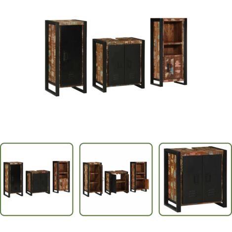 Muebles de baño modernos -  Juego de muebles de baño 3 pcs Madera sólida recuperada