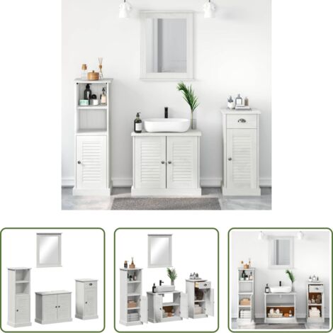 Muebles de baño modernos -  Juego de muebles de baño 4 pcs antiguo Madera de pino macizo