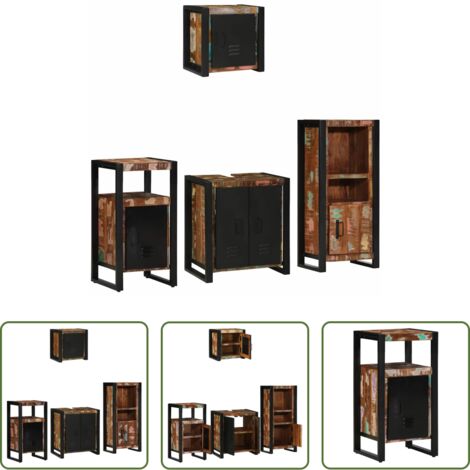Muebles de baño modernos -  Juego de muebles de baño 4 pcs Madera sólida recuperada