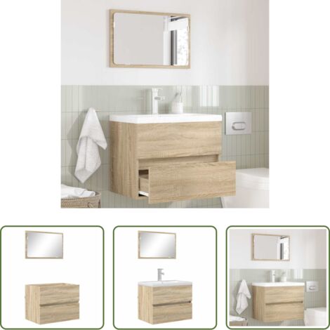 Muebles de baño modernos -  Juego de muebles de baño Roble Sonoma Madera contrachapada