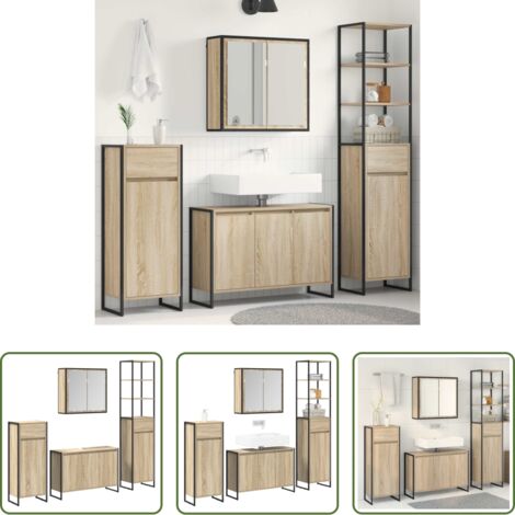 Muebles de baño modernos -  Juego de muebles de baño Roble Sonoma Madera de ingeniería