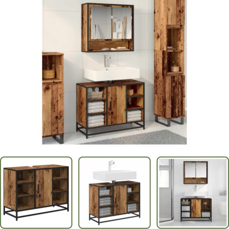 Muebles de baño -  Mueble de Cuarto de Baño Madera envejecida 80 x 33 x 60 cm