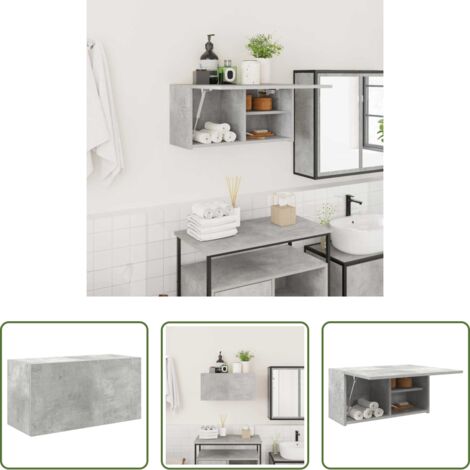 Muebles de baño -  Mueble de pared baño madera ingeniería gris hormigón 60x25x30cm