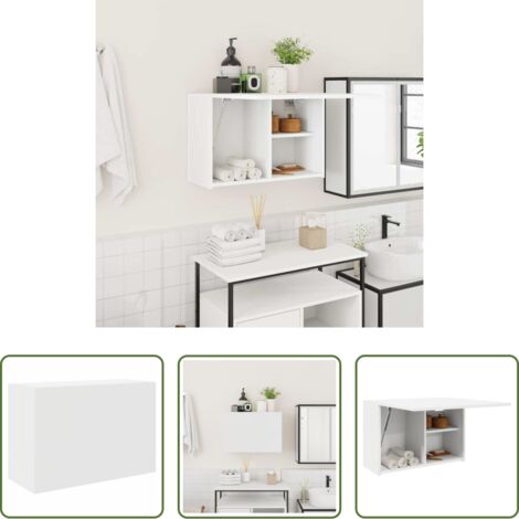 Muebles de baño -  Mueble de pared de baño madera ingeniería blanco 60x25x40 cm