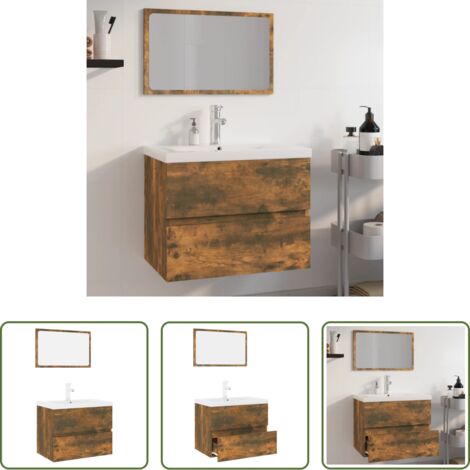 Muebles de baño -  Set de muebles de baño madera contrachapada color roble ahumado