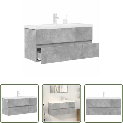 Muebles de baño -  Set muebles de baño 2 piezas madera contrachapada gris hormigón