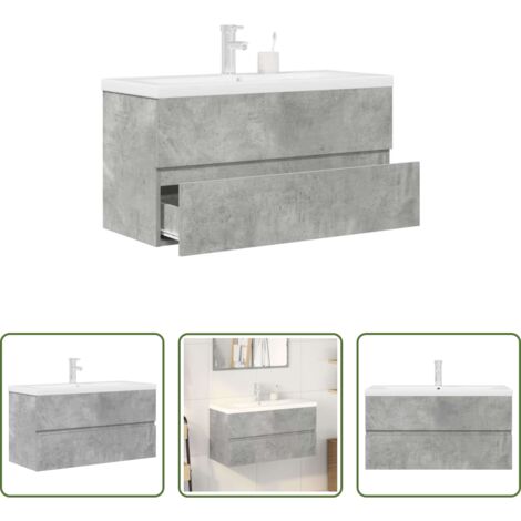 Muebles de baño -  Set muebles de baño 2 piezas madera contrachapada gris hormigón