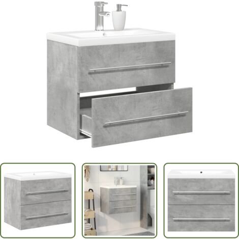 Muebles de baño -  Set muebles de baño 2 piezas madera contrachapada gris hormigón