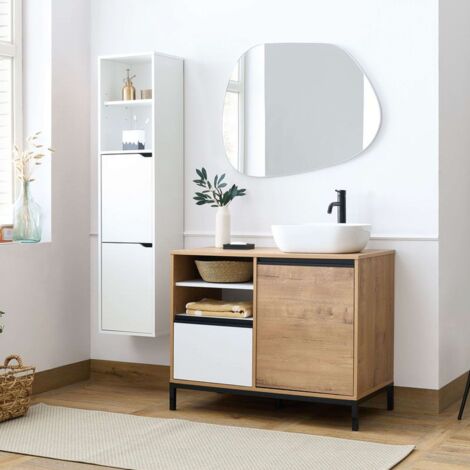 Muebles de Baño Támesis Pack Moderno Roble Gold y Blanco (Con Lavabo Cerámico)