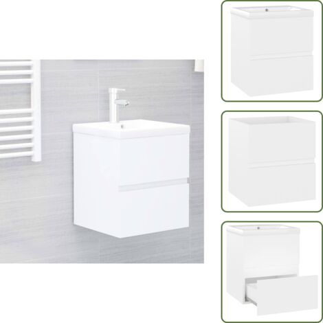 Muebles de baño - vidaXL Mueble con lavabo madera de ingeniería blanco - Lavabo de cerámica