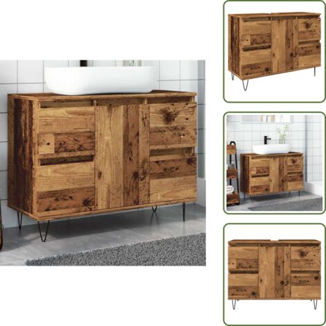 Muebles de baño - vidaXL Mueble de baño madera de ingeniería envejecida 80x33x60 cm - Madera contrachapada