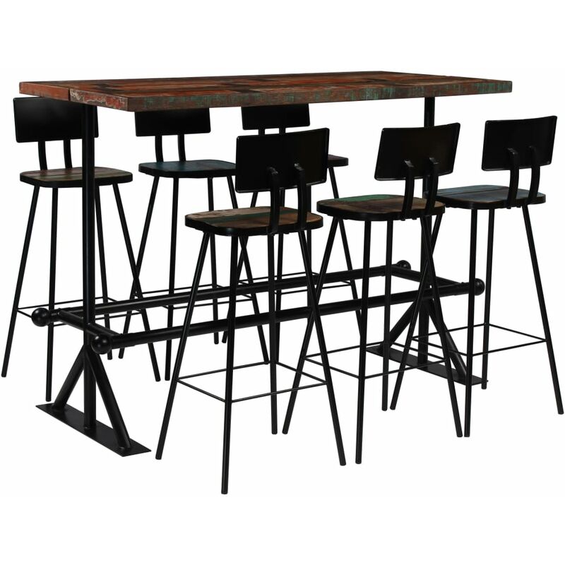 

Muebles de Bar Madera Maciza Reciclada Multicolor 7 Piezas - Multicolor - Vidaxl