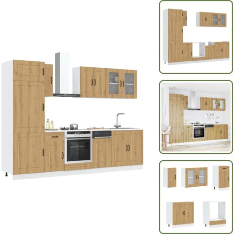 Muebles de cocina artesanales - vidaXL Mueble de cocina Kalmar 8 piezas artesanal roble - Muebles de cocina de roble