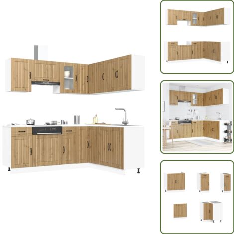 Muebles de cocina artesanales - vidaXL Mueble de cocina Lucca 11 piezas artesanal roble - Muebles de cocina de roble