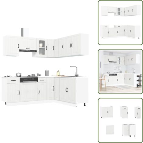 Muebles de cocina blancos - vidaXL Mueble de cocina Kalmar blanco 11 piezas madera contrachapada - Armarios de cocina de pared