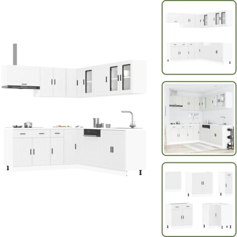 Muebles de cocina de pared - vidaXL Mueble de cocina Porto blanco 11 piezas madera contrachapada - Muebles de cocina de esquina