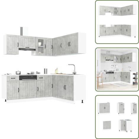 Muebles de cocina gris hormigón - vidaXL Mueble cocina Kalmar gris hormigón 11 pzas madera contrachapada - Muebles de cocina de pared