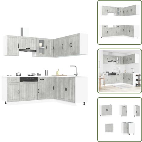 Muebles de cocina gris hormigón - vidaXL Mueble cocina Lucca gris hormigón 11 pzas madera contrachapada - Muebles de cocina de pared