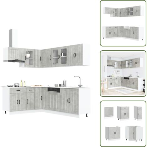 Muebles de cocina gris hormigón - vidaXL Mueble cocina Lucca gris hormigón 11 pzas madera contrachapada - Muebles de cocina de pared