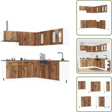 Muebles de cocina madera - vidaXL Mueble cocina Kalmar madera vieja 11 pzas madera contrachapada - Armarios de cocina madera