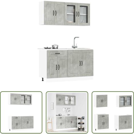 Muebles de cocina -  Mueble cocina Kalmar gris hormigón 4 pzas madera contrachapada