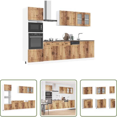 Muebles de cocina -  Mueble cocina Kalmar madera vieja 7 pzas madera contrachapada