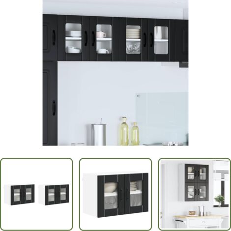 Muebles de cocina -  Mueble de Cocina 2 pcs Negro 60 x 31 x 40 cm