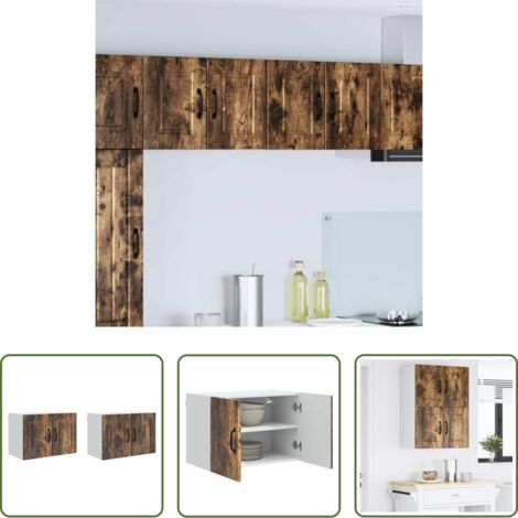 Muebles de cocina -  Mueble de Cocina con puerta 2 pcs Roble ahumado 60 x 31 x 40 cm