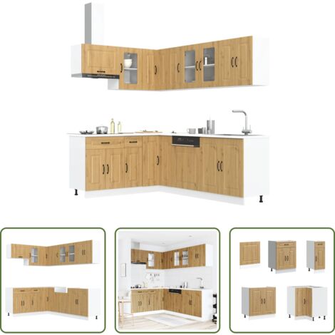 Muebles de cocina -  Mueble de cocina Kalmar 11 piezas artesanal roble