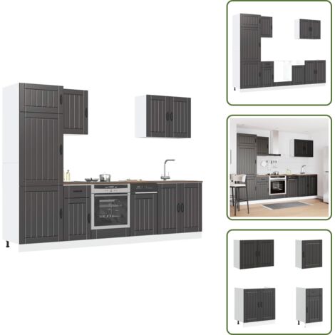 Muebles de cocina negros - vidaXL Mueble de cocina Lucca negra 7 piezas madera contrachapada - Almacenamiento de cocina