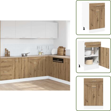 Muebles de cocina - vidaXL Cajón bajo "Lyon" roble artesanal, 50x46x81,5 cm, madera de ingeniería - Madera contrachapada