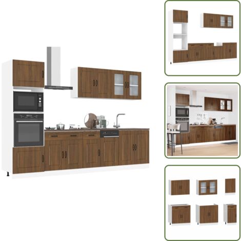 Muebles de cocina - vidaXL Conjunto de armarios de cocina de 7 piezas "Kalmar" de en madera de ingeniería de roble marrón - Armarios de cocina de madera