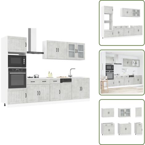 Muebles de cocina - vidaXL Conjunto de armarios de cocina "Lucca" de 7 piezas en madera de ingeniería gris hormigón - Armarios de cocina gris hormigón