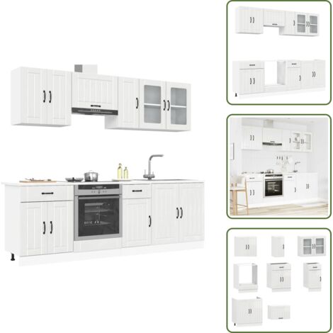 Muebles de cocina - vidaXL Conjunto de armarios de cocina "Lucca" de 8 piezas en madera de ingeniería blanca brillante - Armarios de cocina de madera