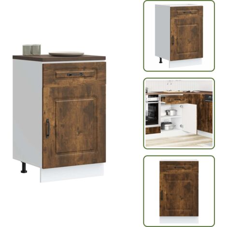 Muebles de cocina - vidaXL Mueble bajo de cocina Kalmar madera ingeniería de roble ahumado - Cocina organizada