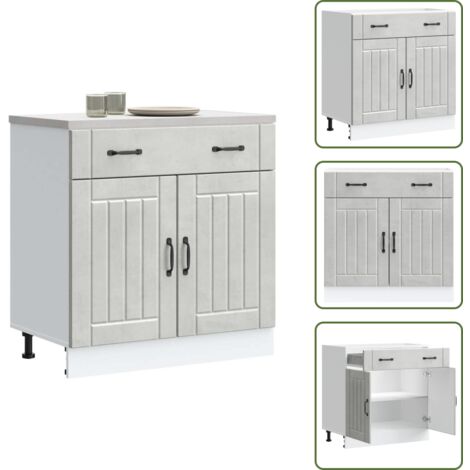 Muebles de cocina - vidaXL Mueble bajo de cocina Lucca madera contrachapada gris cemento - Cocina organizada