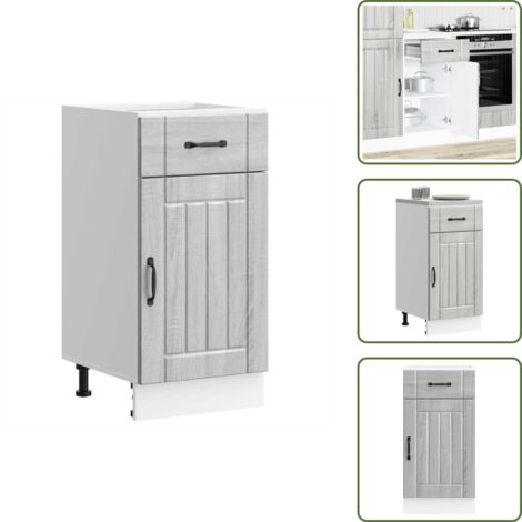 Muebles de cocina - vidaXL Mueble bajo de cocina Lucca madera contrachapada gris sonoma - Cocina organizada