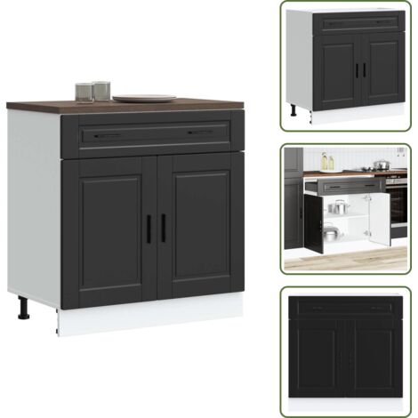 Muebles de cocina - vidaXL Mueble bajo de cocina Porto madera contrachapada negro - Cocina organizada