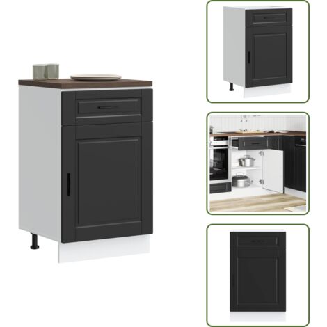 Muebles de cocina - vidaXL Mueble bajo de cocina Porto madera contrachapada negro - Cocina organizada