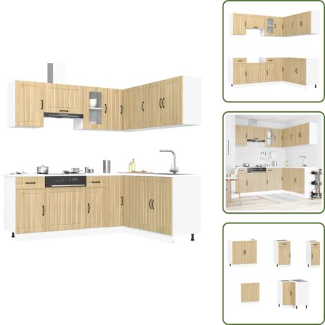 Muebles de cocina - vidaXL Mueble cocina Kalmar roble sonoma 11 pzas madera contrachapada - Cocina moderna