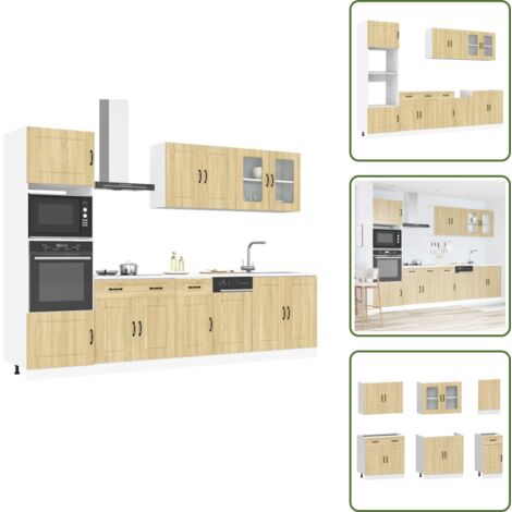 Muebles de cocina - vidaXL Mueble cocina Kalmar roble sonoma 7 pzas madera contrachapada - Cocina moderna