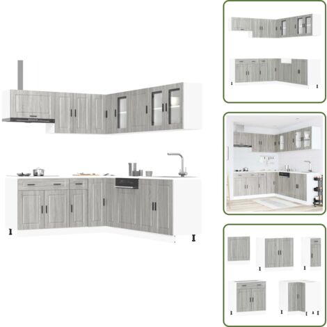 Muebles de cocina - vidaXL Mueble cocina Porto sonoma gris 11 pzas madera contrachapada - Armarios cocina