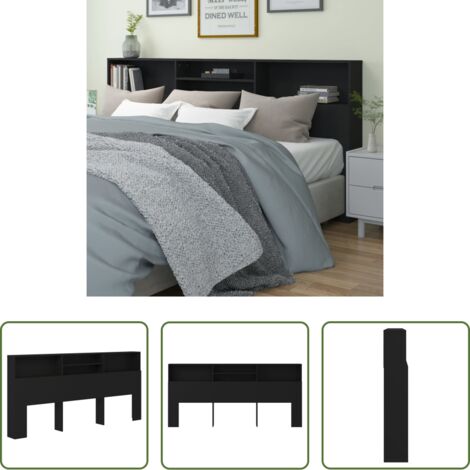 Muebles de dormitorio -  Mueble cabecero negro 220x19x103,5 cm